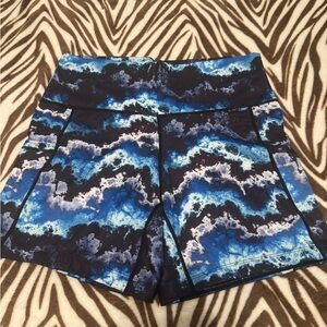 Women's Blue Patterned Shorts